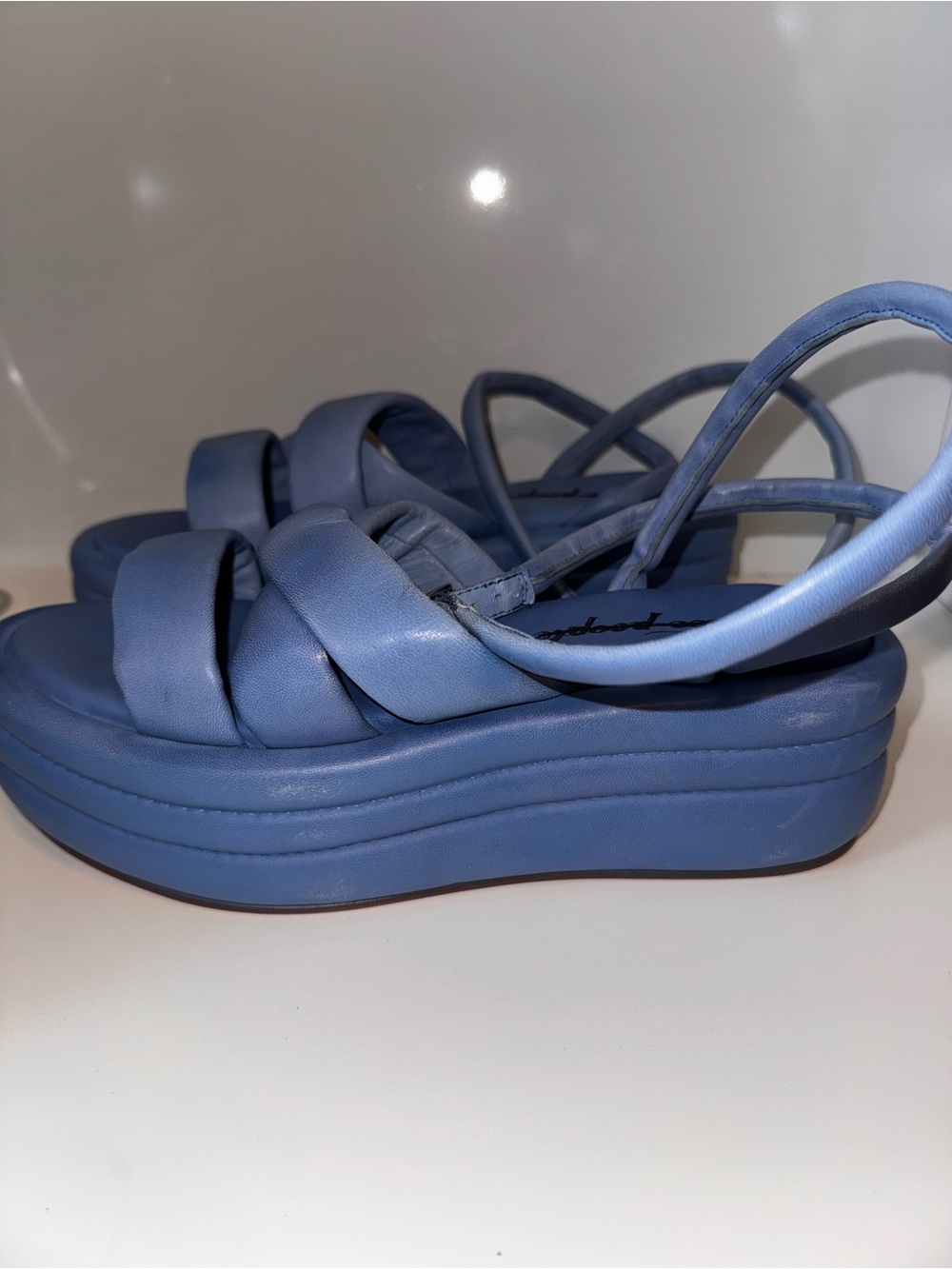 Free People Harper Platform Sandals in Carnival Cobalt Blue Size 9, 39.5 - Picture 8 of 11